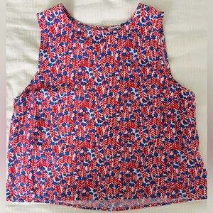 J. Crew Red and Blue Floral Tank Top
